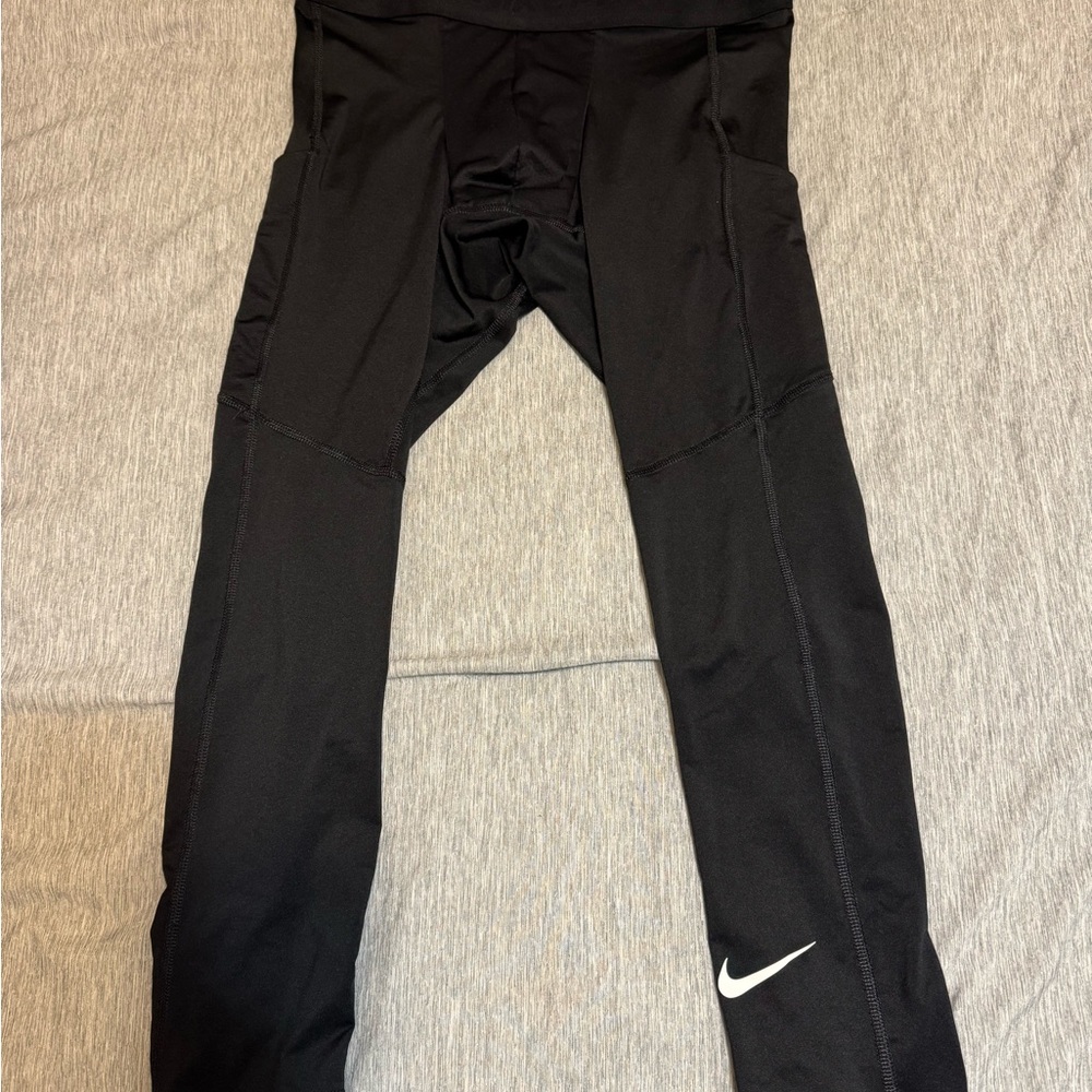 Nike Pro Kids Boy Black Leggings with White Logo